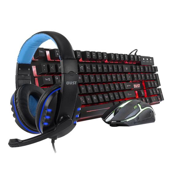 Kit Gamer 3 em 1 - Fone Teclado e Mouse com LED USB da Dust Menor preço em Kit Gamer 3 em 1 - Fone Teclado e Mouse com LED USB da Dust