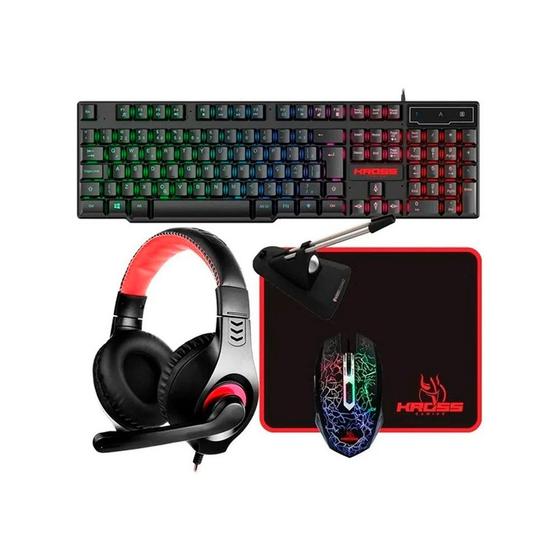 Imagem de Kit Gamer 5 Em 1 Mouse, Teclado, Mouse Pad, Headset E Mouse Bungee Kross Elegance Ke-gk5150