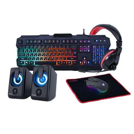 Kit Gamer 5 em 1 Sate KG504 Mouse+Teclado+mousepad+speaker+headset