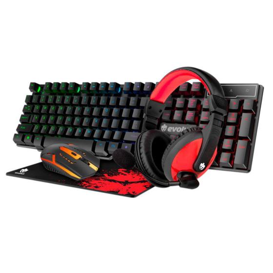 Imagem de Kit Gamer Completo EG-51 com Teclado Mouse Fone e Mousepad - Evolut