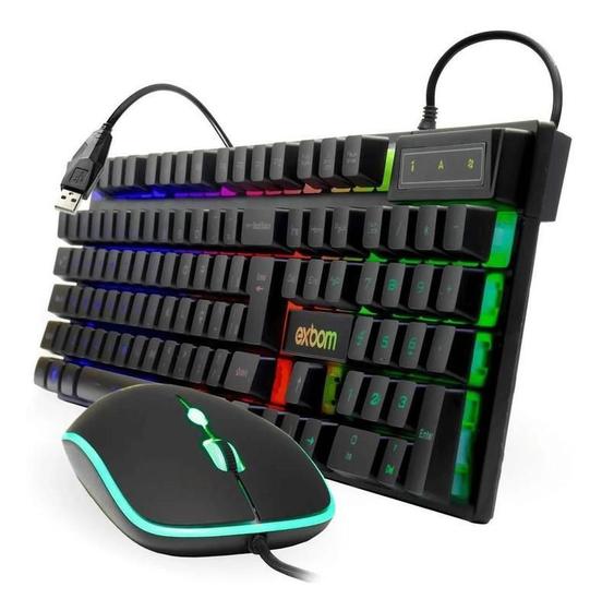 Imagem de Kit Gamer Exbom BK-G550 RGB Preto Semi Mecânico