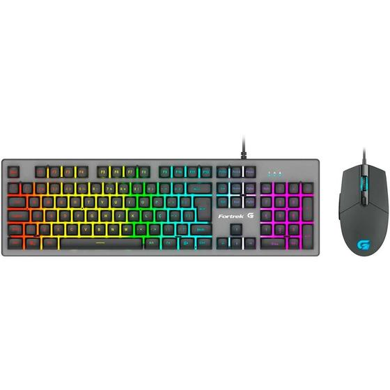 Imagem de Kit gamer fortrek teclado e mouse ranger rainbow grafite - 70551