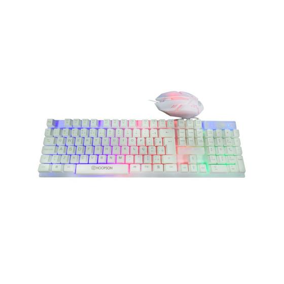 Imagem de Kit Gamer Led Teclado Com Mouse Dpi 1200 Tpc-096kb Branco Hoopson