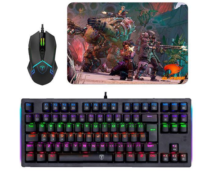 Imagem de KIT Gamer Led Teclado Mecânico Rainbow  + Mouse 7 Botões 4800 DPI + Mouse Pad Gamer B