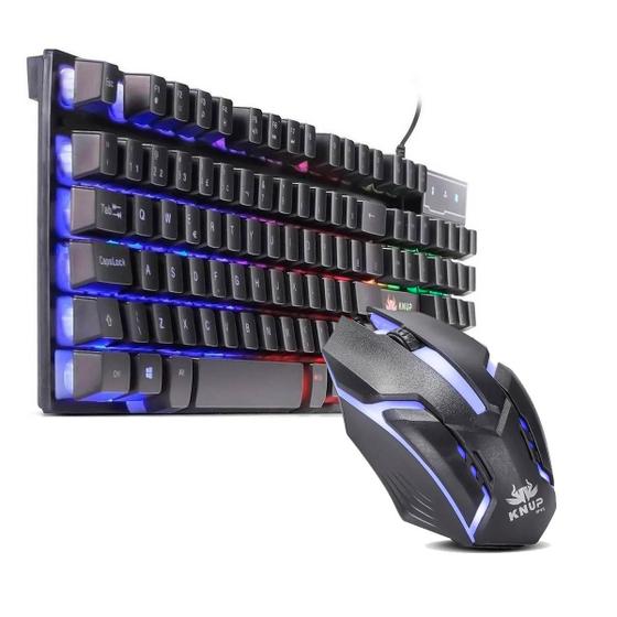 Imagem de Kit Gamer Mouse e Teclado Semi Mecânico RGB Knup KP-TE115