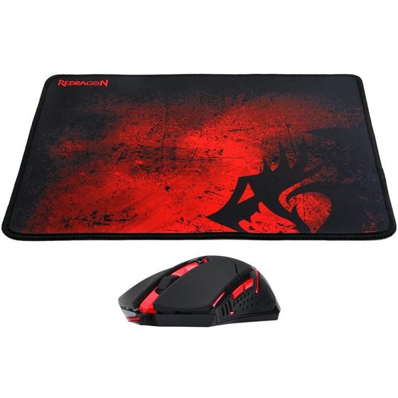 Kit Gamer Mouse + Mousepad Redragon M601BA Menor preço em Kit Gamer Mouse + Mousepad Redragon M601BA