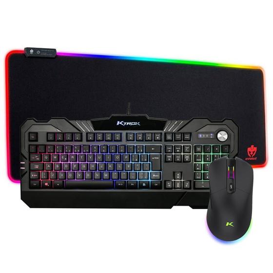 Imagem de Kit Gamer Mouse Sem Fio Teclado Semi Mecanico E Mousepad Rgb