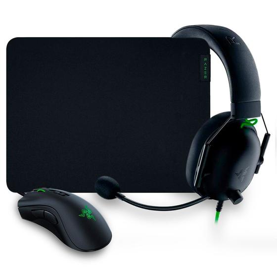 Kit Gamer Razer Battle Bundle, Mouse Gamer DeathAdder V2 + Headset Gamer BlackShark V2 X + Mousepad Gigantus V2, Preto - RZ85-03240100-B3U1 Menor preço em Kit Gamer Razer Battle Bundle, Mouse Gamer DeathAdder V2 + Headset Gamer BlackShark V2 X + Mousepad Gigantus V2, Preto - RZ85-03240100-B3U1