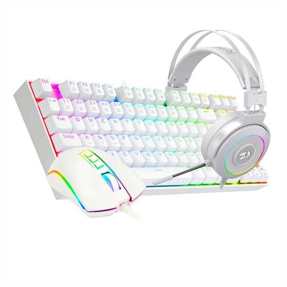 Kit Gamer Redragon RGB, Headset Lamia 2, Drivers 40mm + Teclado Kumara, Switch Outemu Brown, ABNT2 + Mouse Cobra, 12400 DPI, Branco - S125W Menor preço em Kit Gamer Redragon RGB, Headset Lamia 2, Drivers 40mm + Teclado Kumara, Switch Outemu Brown, ABNT2 + Mouse Cobra, 12400 DPI, Branco - S125W