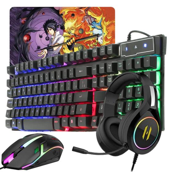 Imagem de Kit Gamer Teclado Led + Headset RGB + Mouse 1200 Dpi e Mousepad gamer