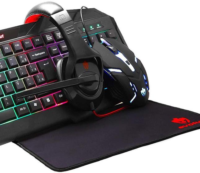 Imagem de Kit gamer teclado+mouse+fone+mousepad eg50 evolut