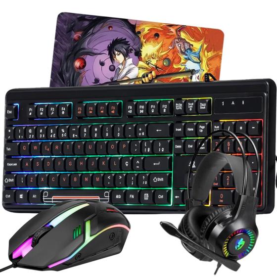 Imagem de Kit Gamer Teclado Mouse Headset Evolut Pc Note Computador Barato