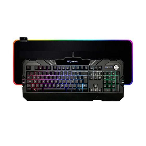 Imagem de Kit Gamer Teclado Semi Mecanico com Led e Mousepad RGB 70X30