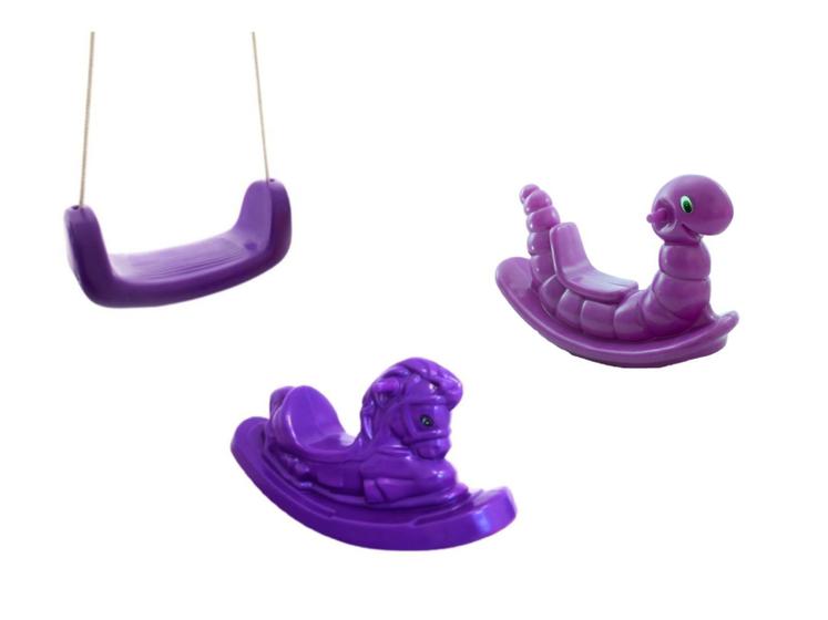 Imagem de Kit  Gangorras e Balanço Radical Infantil  - Conjunto Roxo - Gangora Minhoca e Cavalinho Pocotó