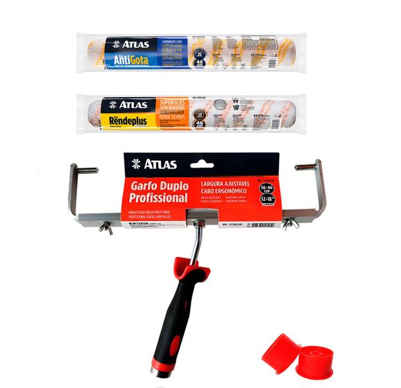 Imagem de Kit garfo duplo + rolo rendeplus e rolo antigotas atlas 46cm