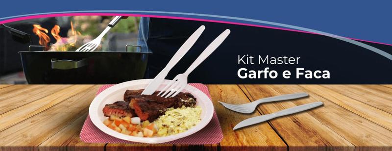 Imagem de KIT GARFO + FACA DESCARTÁVEL REFEIÇÃO TALHERES MASTER REFORÇADO RESISTENTE FESTA CHURRASCO EVENTOS - 25 Garfos - 25 Facas