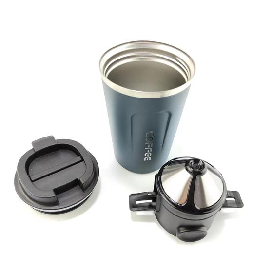 Kit*garrafa Copo Térmico Inox Anti-vazamento Café + Filtro azul Menor preço em Kit*garrafa Copo Térmico Inox Anti-vazamento Café + Filtro azul