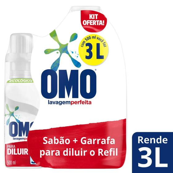 Imagem de Kit Garrafa Omo para Diluição + Lava Roupas Concentrado 500ml