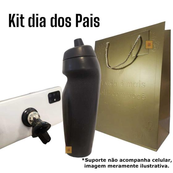 Imagem de Kit Garrafa Squezee Sport Suporte Celular Carro Dia dos Pais