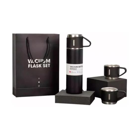 Imagem de Kit Garrafa Térmica + 3 Xícaras Vacuum Flask Set 500ml