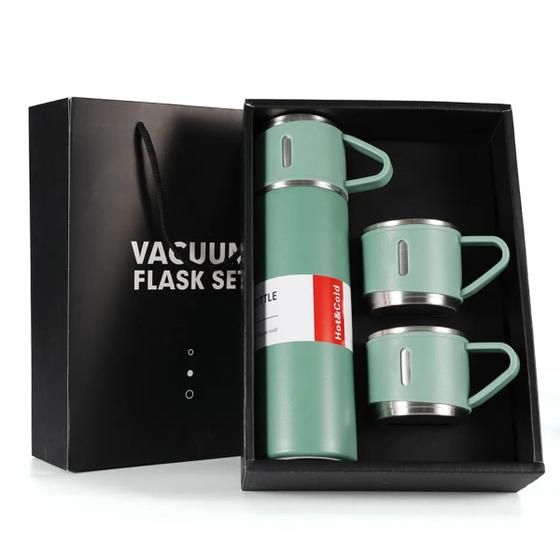 Kit Garrafa Térmica 500ml com 3 Copos Xícaras Café Aço Inox Menor preço em Kit Garrafa Térmica 500ml com 3 Copos Xícaras Café Aço Inox