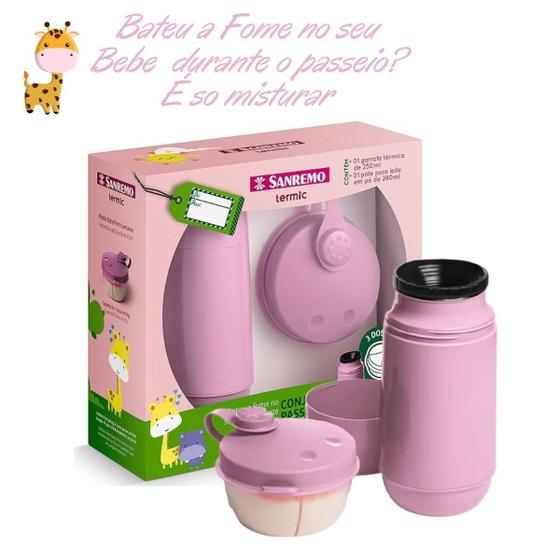 Imagem de Kit Garrafa Térmica Bebe 250ml + Pote Leite Pó 280ml