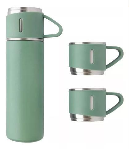 Imagem de Kit Garrafa Térmica com 3 xícaras Inox Para Bebidas Quentes e Frias 500ml