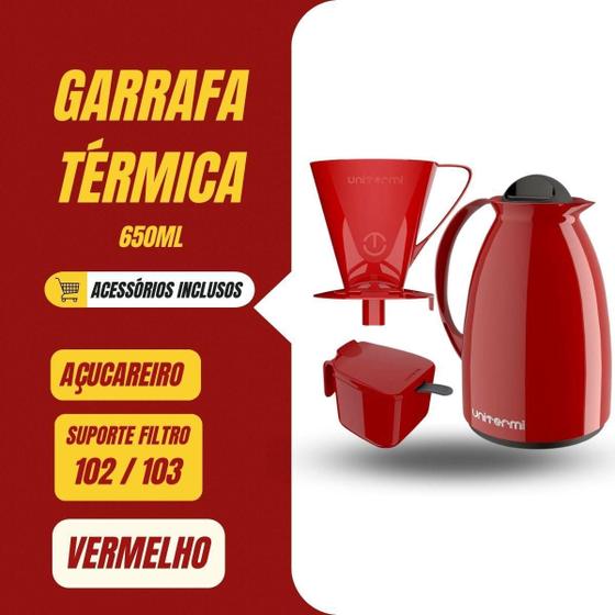 Imagem de Kit Garrafa Termica Cores Café Pratico Açucareiro Suporte