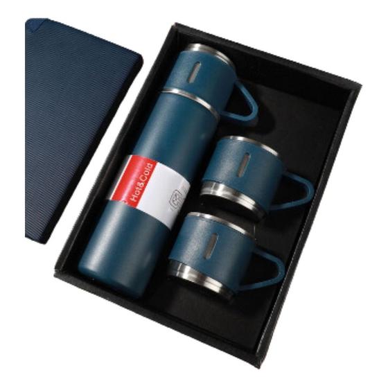 Imagem de Kit Garrafa Térmica Stanley Vacuum Flask Set Inox 500ml + 3 Xícaras 