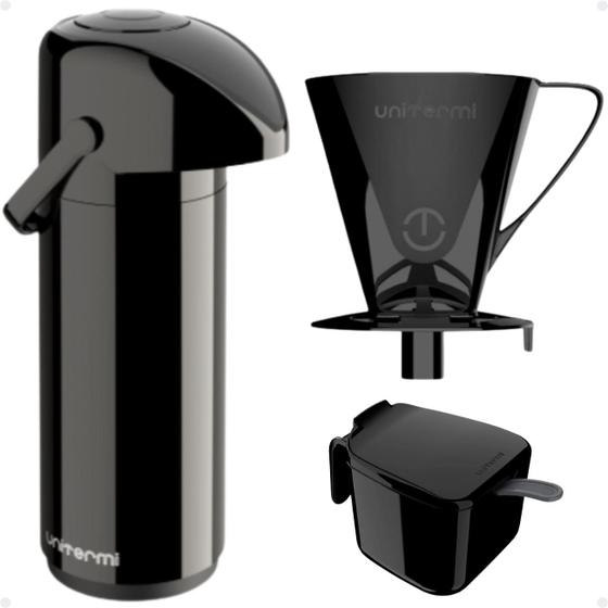Imagem de Kit Garrafa Térmica Verona 1 Litro Suporte para Filtro de Café  e Açucareiro 350 ML Unitermi