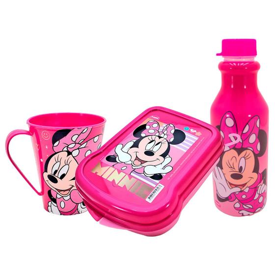 Imagem de Kit, Garrafinha 500ml Retrô Caneca 360ml  e Sanduicheira infantil mickey ou minnie