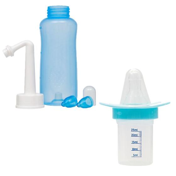 Imagem de Kit garrafinha lavadora limpeza nasal buba infantil adulto 300 ml com 2 bicos e dosador