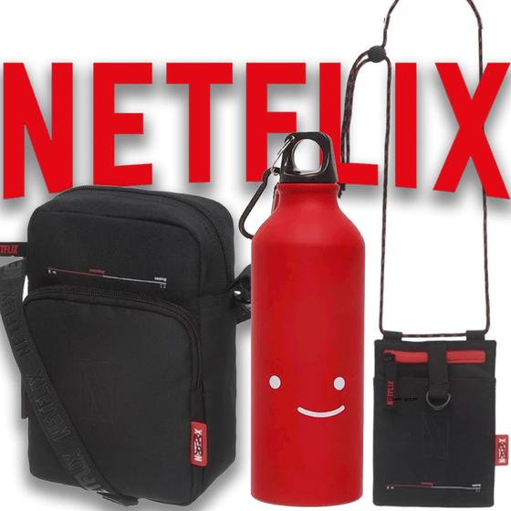 Imagem de Kit Garrafinha + Shoulder Bag + Porta Celular Netflix Pacific