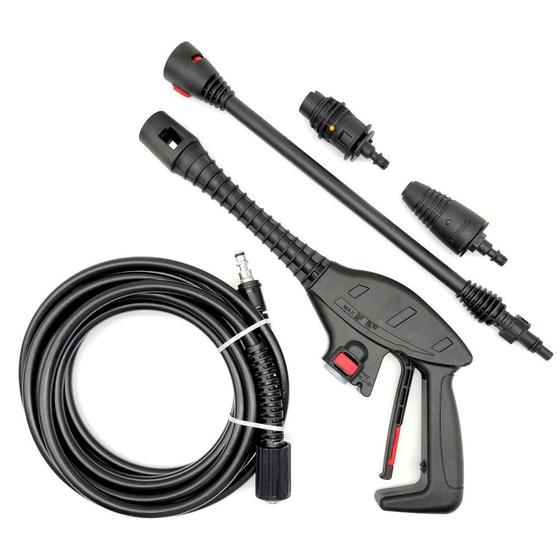 Imagem de Kit Gatilho Mangueira 5M Lança Bico Leque e Turbo para Lavajato Lavor Wash Smart Plus 130