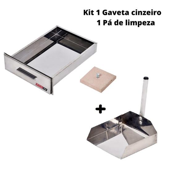 Imagem de Kit Gaveta Cinzeiro + Pá de Limpeza Churrasqueira Inox