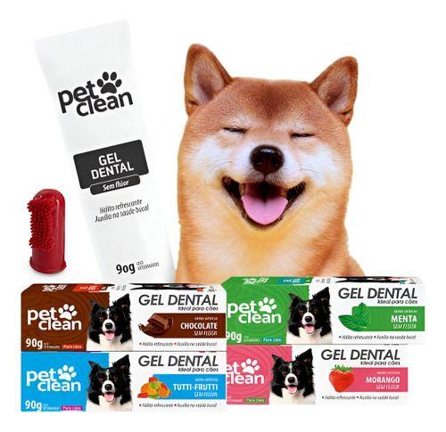 Imagem de Kit Gel Dental para Cães Cachorros Pet Clean 90g + Dedeira escova dental escova dentes Pet