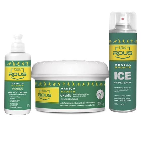 Imagem de Kit gelo sports arnica gel spray e creme para dores lesões