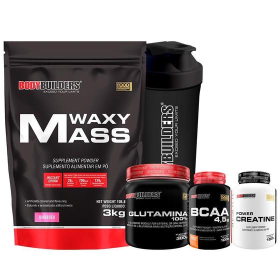 Kit Giant Mass 3Kg+ Glutamina 300G+ Bcaa 100G Tang Bodybuilders Kit