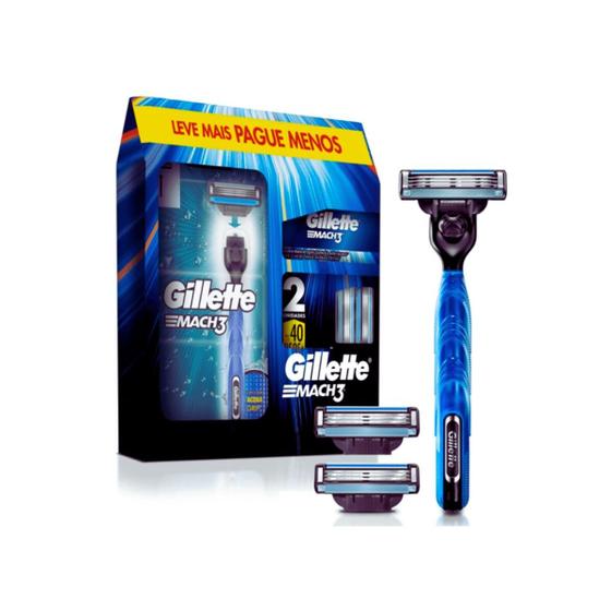 Imagem de Kit Gillette 1 Aparelho Mach3 Acqua Grip + 3 Refis Mach3