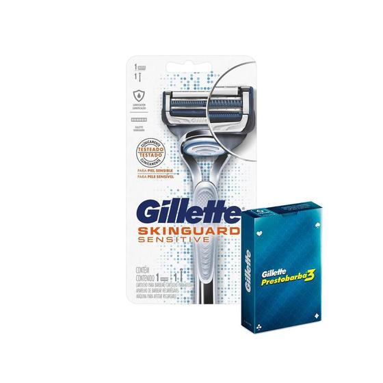 Imagem de Kit Gillette aparelho de barbear Skinguard Sensitive + Baralho Gillette 