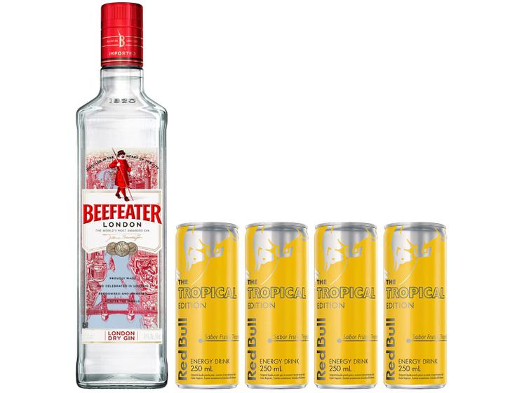 Kit Gin Beefeater Dry 750ml + Bebida Energética Red Bull Tropical