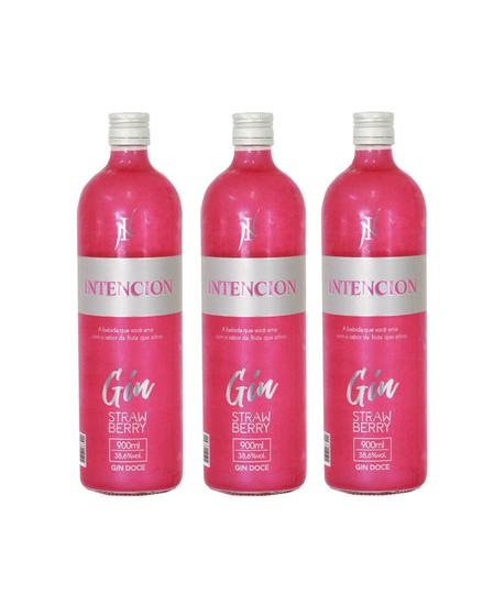 Imagem de Kit Gin Intencion Doce Strawberry 900ml 3 unidades