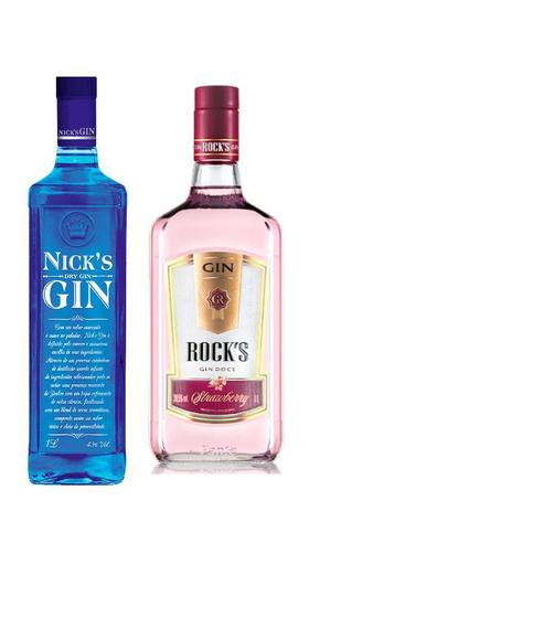 Imagem de Kit Gin Rock's Strawberry e Nick's London Dry 1000ml