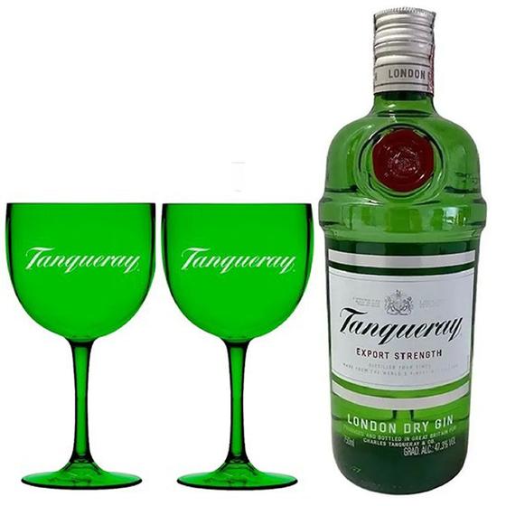 Imagem de Kit Gin Tanqueray 750 Ml + 2 Taça Verde