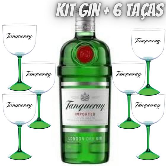 Kit Gin Tanqueray 750ml com 6 taças acrílicas Original Gin