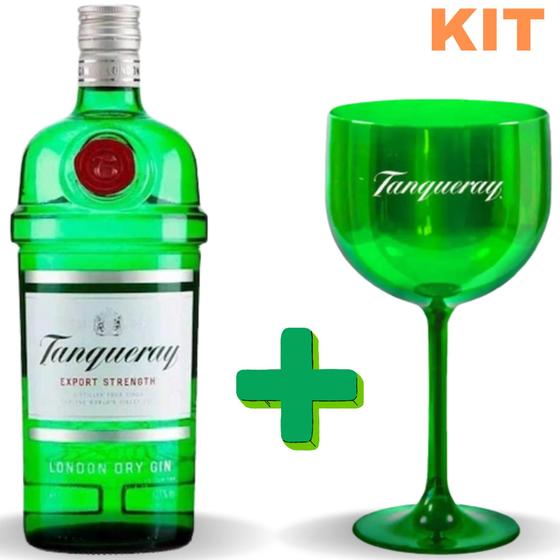 Kit Gin Tanqueray 750ml Original com 1 Taça Acrílica verde
