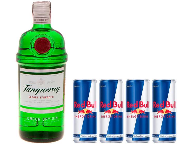 Kit Gin Tanqueray London Dry 750ml + Bebida Energética Red Bull