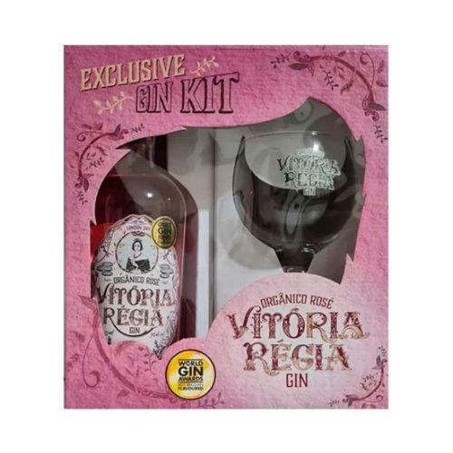 Imagem de Kit gin vitoria regia rose c/taca 750 ml