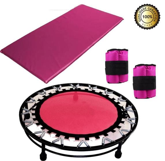 Imagem de Kit Ginástica Rosa - Jump + Colchonete + Caneleira 5 Kg