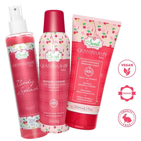 Imagem de Kit Giovanna Baby Cherry Loção Hidratante + Desodorante Aerosol + Body Splash